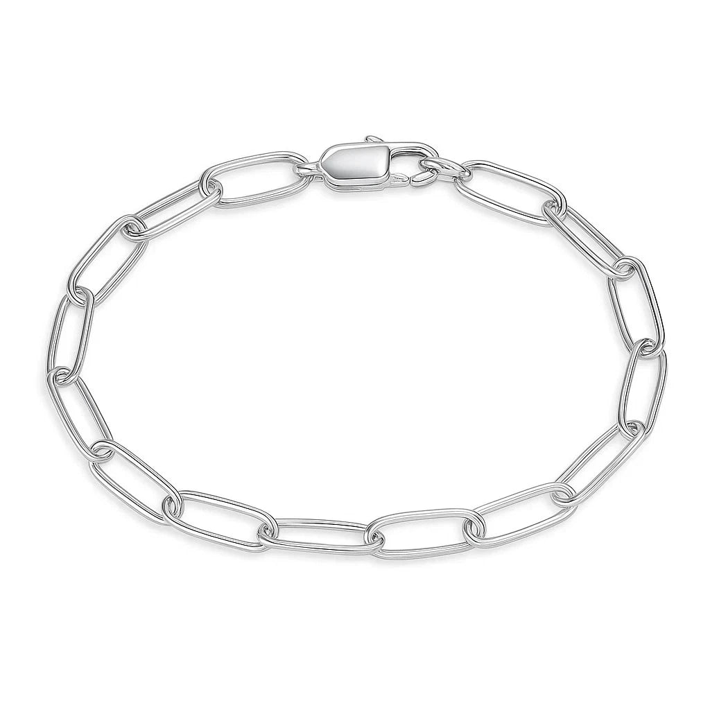 5 mm Paperclip Link Bracelet 14k White Gold side closure New Gift Ready