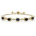 18K Yellow Gold Plated Silver Sapphire and Black Sapphire Bracelet For Women |