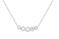 Simulated Round Cubic Zirconia Five Stone Bar Pendant 19" 14k White Gold Plated